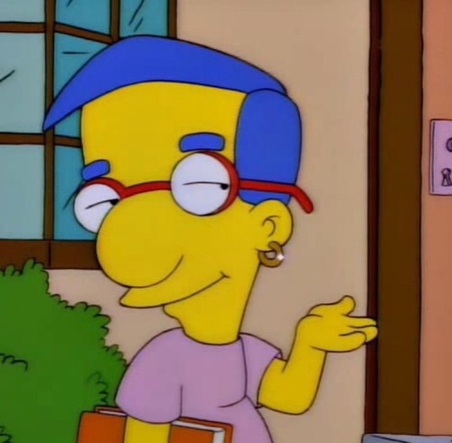 witchstock:  ahsheff:  babeobaggins:  with earrings  Bart is me  I’m Milhouse  i, too, am milhouse.