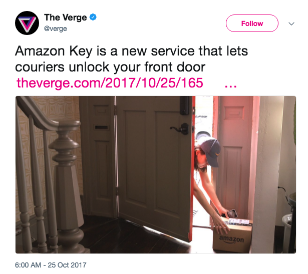 buzzfeed:  On Wednesday, Amazon announced a new service called “Amazon Key.”The