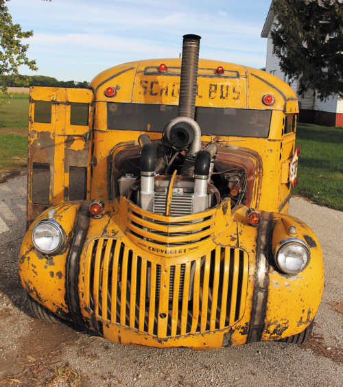 kiwi-rebel-57-06:Kiwi Rebel.  ‘41 Chevy Rat Rod School Bus and 4.9 Cummings. 