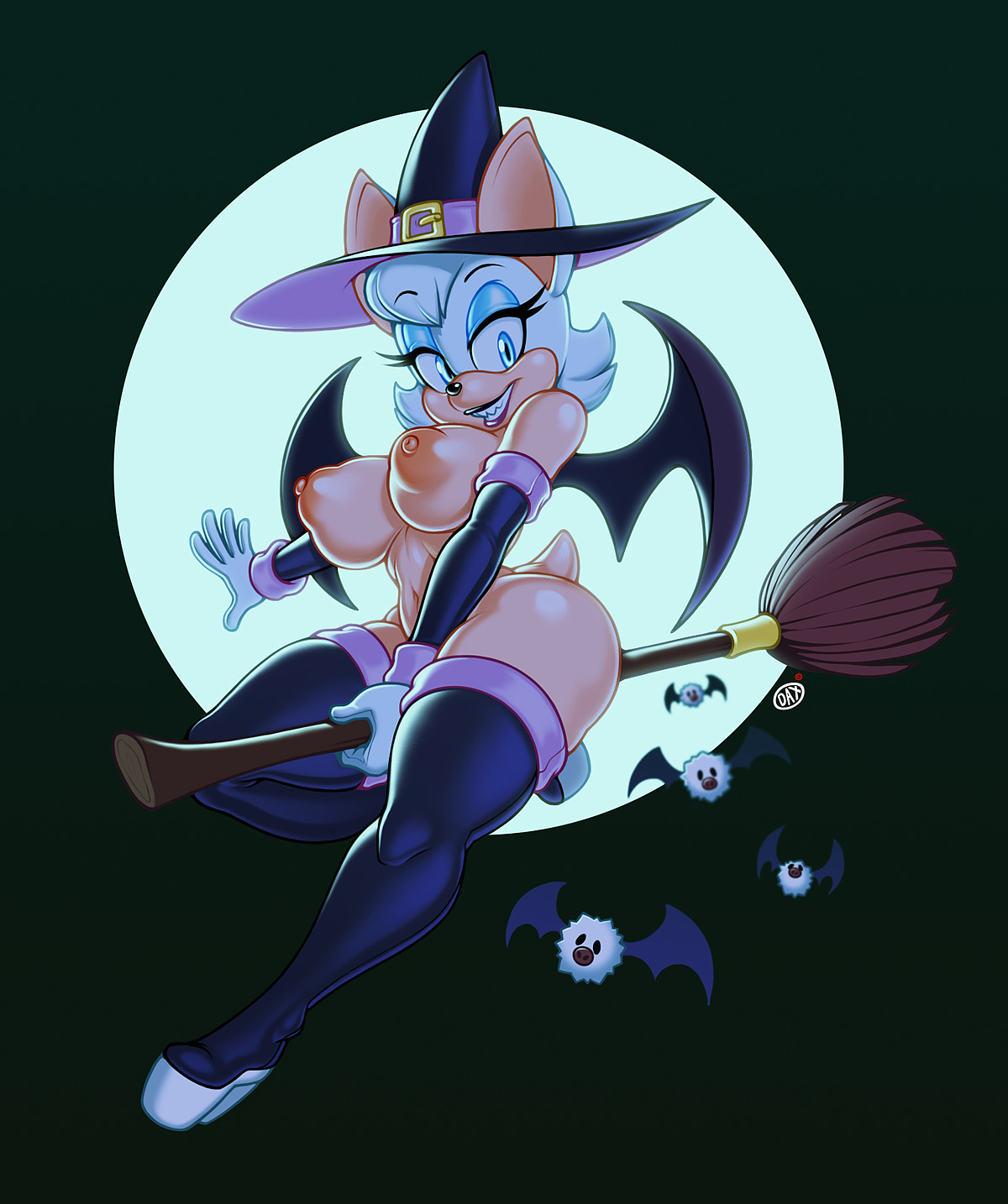 rocketraptor:    Rouge the Bat-witch with smol batties! Happy Halloween!!     TWITTER