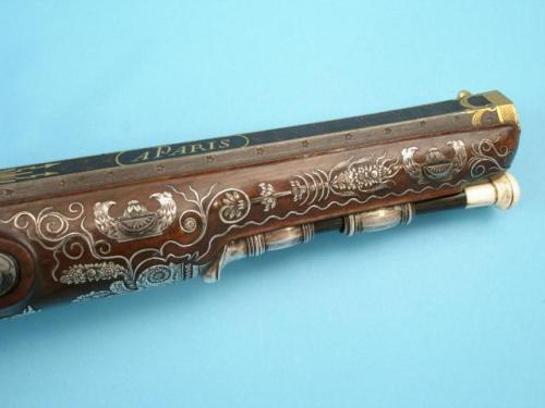 Gold and silver decorated flintlock pistol crafted by Francois Peniet of Paris, late 18th or early 1