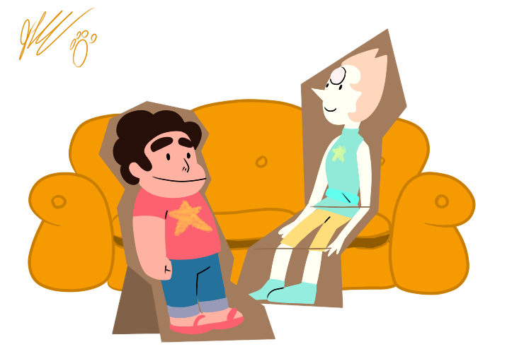 Steven made a cardboard Pearl to keep him company while she’s gone, and vice versa. Based