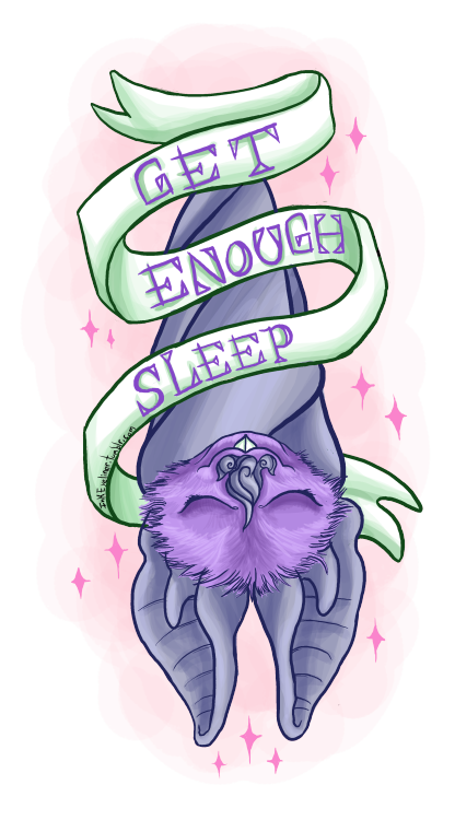 inkeyeliner:Self care bat wants to remind you to get enough sleep each night (or day).Stickers avail