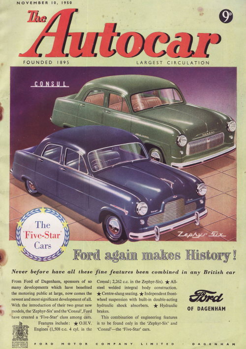 Covers of Autocar magazines in the 1950s.