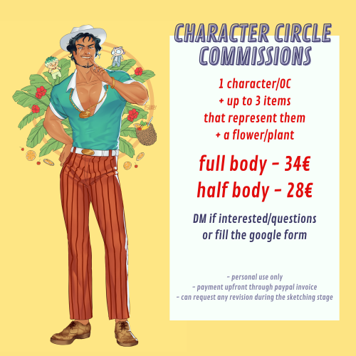 chickenhero:CHARACTER CIRCLE COMMISSIONS are open!4 slots available. Google form linked in bio!