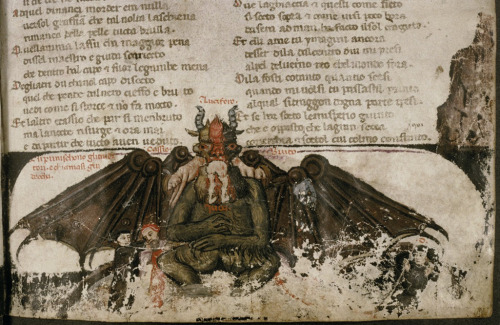 caveofthemorbid:Divina Commedia - Inferno, Canto XXXII, Dante and Virgil before LuciferItalian Manus