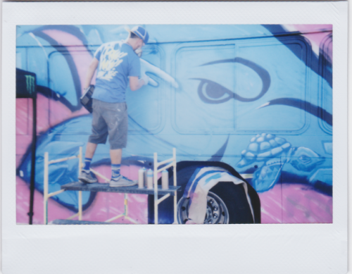 Progress instax from POW! WOW! San Jose 2018. Shot on MiNT Camera’s InstantKon RF70 camera.Artists:H