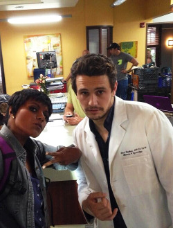 taika-waititi:  James Franco and Mindy Kaling on the set of The Mindy Project. 