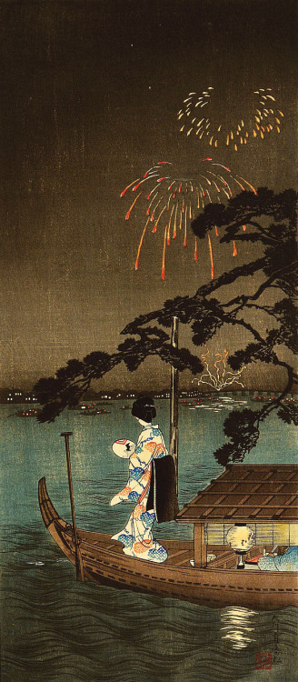 blackcoffeecinnamon:Shoutei (1871-1945)　松亭The PineTree of Succes on the Sumida River　大川首尾の松、1910
