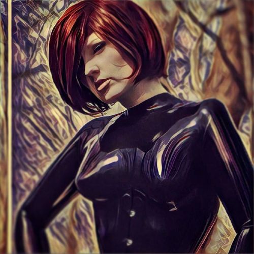 Viola Tor as a comic superhero! #latex #rubber #cartoon #prisma #redhead #fetish #catsuit #redcamera