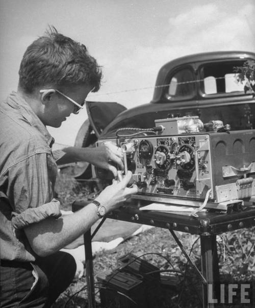 Ham Radio Operator Taking Part In A Field Day
