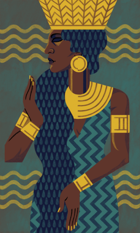 New art of Anuket, the ancient Egyptian Goddess of the Nile River in the area of the First Cataract,