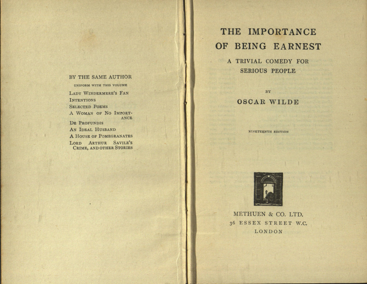 boogalaxy:  Cover and front matter of The Importance of Being Earnest, 19th edition