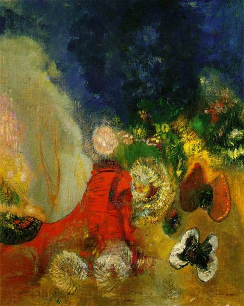 dappledwithshadow:  Odilon RedonRed Sphinxc.1912