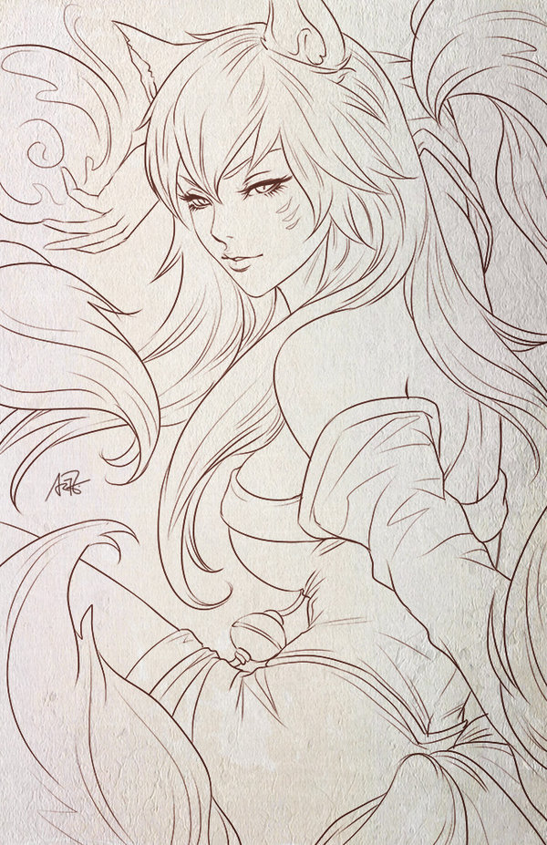 yep-that-tasted-purple:  Ahri original art sketch.  by Artgerm