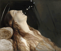 un-gif-dans-ta-gueule:  Paul Hippolyte Delaroche - Louise Vernet (the artist’s wife, on her deathbed) 1845-46 