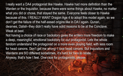 denerim: dragonageconfessions: CONFESSION: I really want a DA4 protagonist like Hawke. Hawke had mor