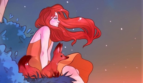 Some girl with her fox
