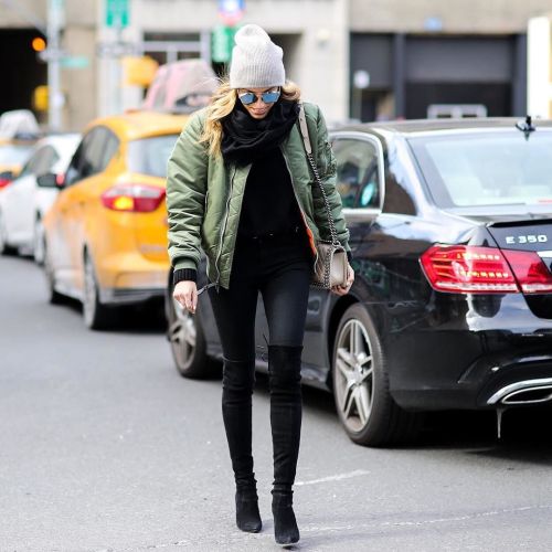 How to master #NYFW Day Three? Over-the-knee boots and bomber coats. #streetstyle | #: @jeffthibodea