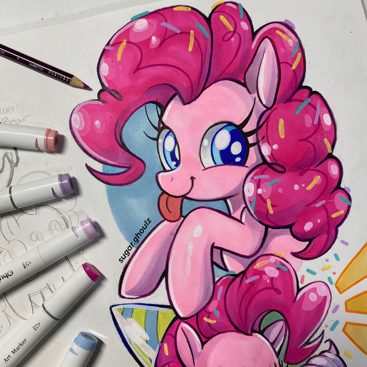 sugar-ghoulz:Pinkie Pie!! 💗I had so much fun drawing her! School has been very