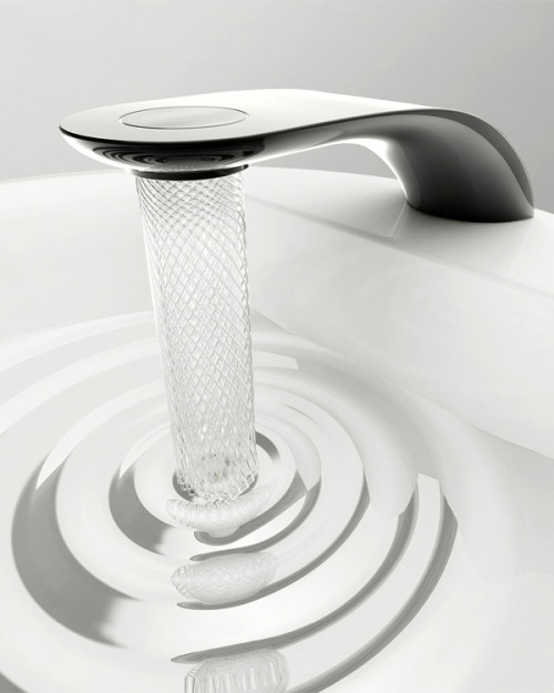 Designer Simin Qui’s energy-efficient and water-conserving Swirl Faucet switches from a normal strea