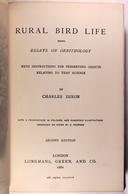 Rural Bird Life Charles Dixon 1882 - Second edition 