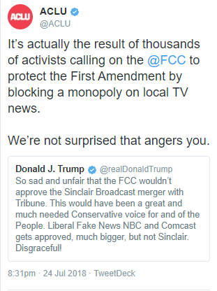 liberalsarecool:  justinspoliticalcorner:  I say thank God the godawful Sinclair/Tribune merger was rejected by the Pai-led FCC. #StopSinclair    #StopSinclair 