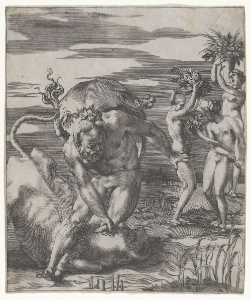 Hercules Defeating the River God Acheolus by Giovanni Jacopo Caraglio (1526-27)