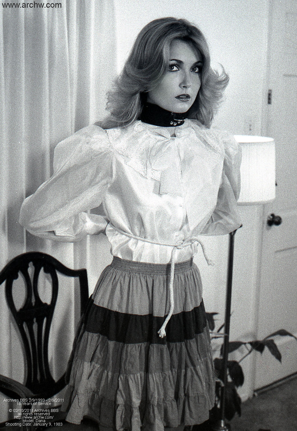 felixdartmouth:  Photo from 1982 shows Dana in a sheer nylon blouse handcuffed, with