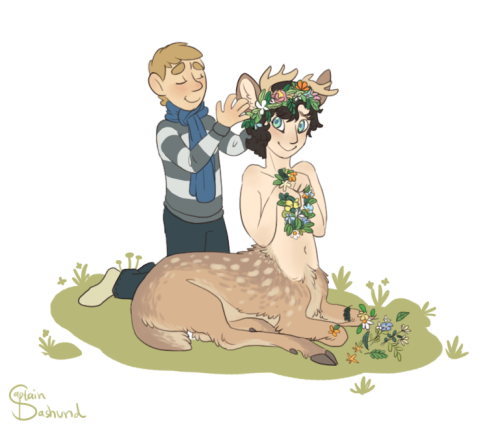 Fawn want to make flower crown for Jawn, but Jawn made one for Fawn first.
