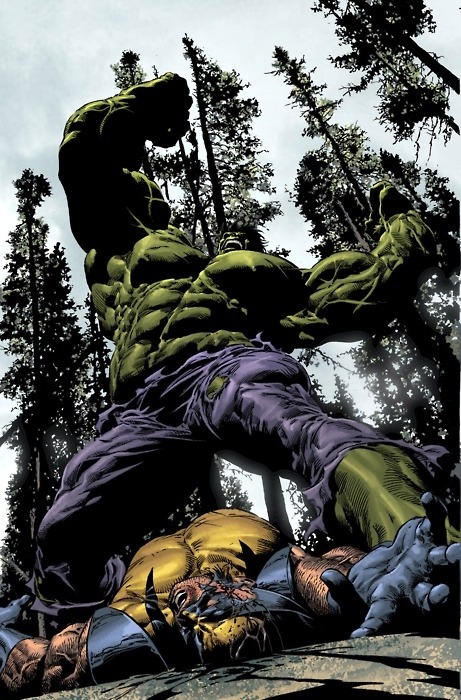 bobjackets:  Hulk and Wolverine are at it again. Mike Deodato art.