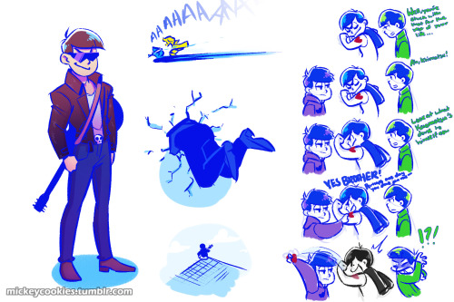 mickeycookies:More Karamatsu doodles (feat. Choromatsu, Ichimatsu, and a Spongebob reference that wa