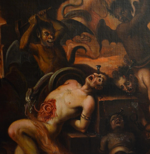  Detail from the Pains of Hell, by an anonymous 18th century painter. The painting resides at Pinacoteca de La Profesa, Mexico City.  