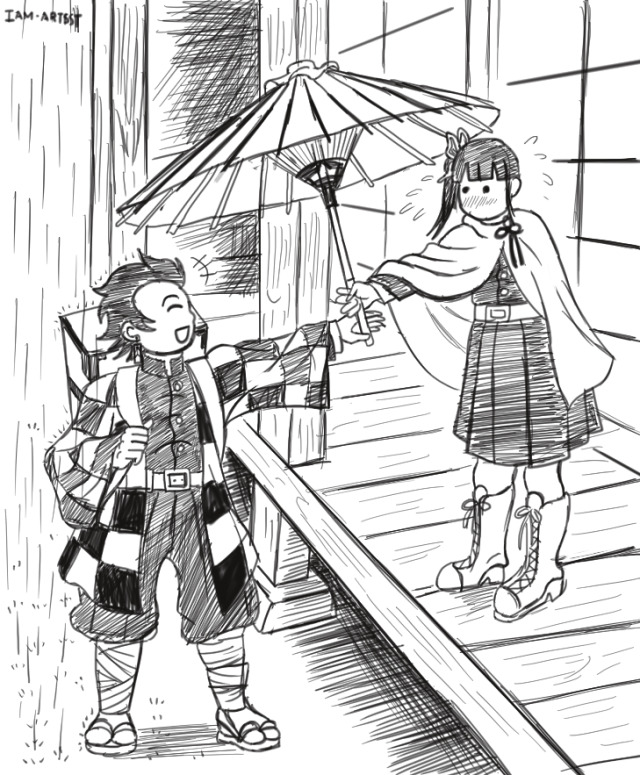 Day Two of Tankana Week: RainTanjirou about to go out on a mission but just as he is about to depart, it starts to rain, so Kanao decides to be considerate.Maybe I should have put more raindrops in the picture.@tankanaweek2020 #TanKanaWeek2020#tankana#kamado tanjirou#tsuyuri kanao #Kimetsu no Yaiba  #tanjirou x kanao