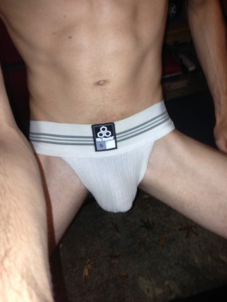 texascollegejock:  Just chillin with some buddies in the garage and strip poker came up. Obviously I’m not good at bluffing. They all got to see the jock I still had on. 