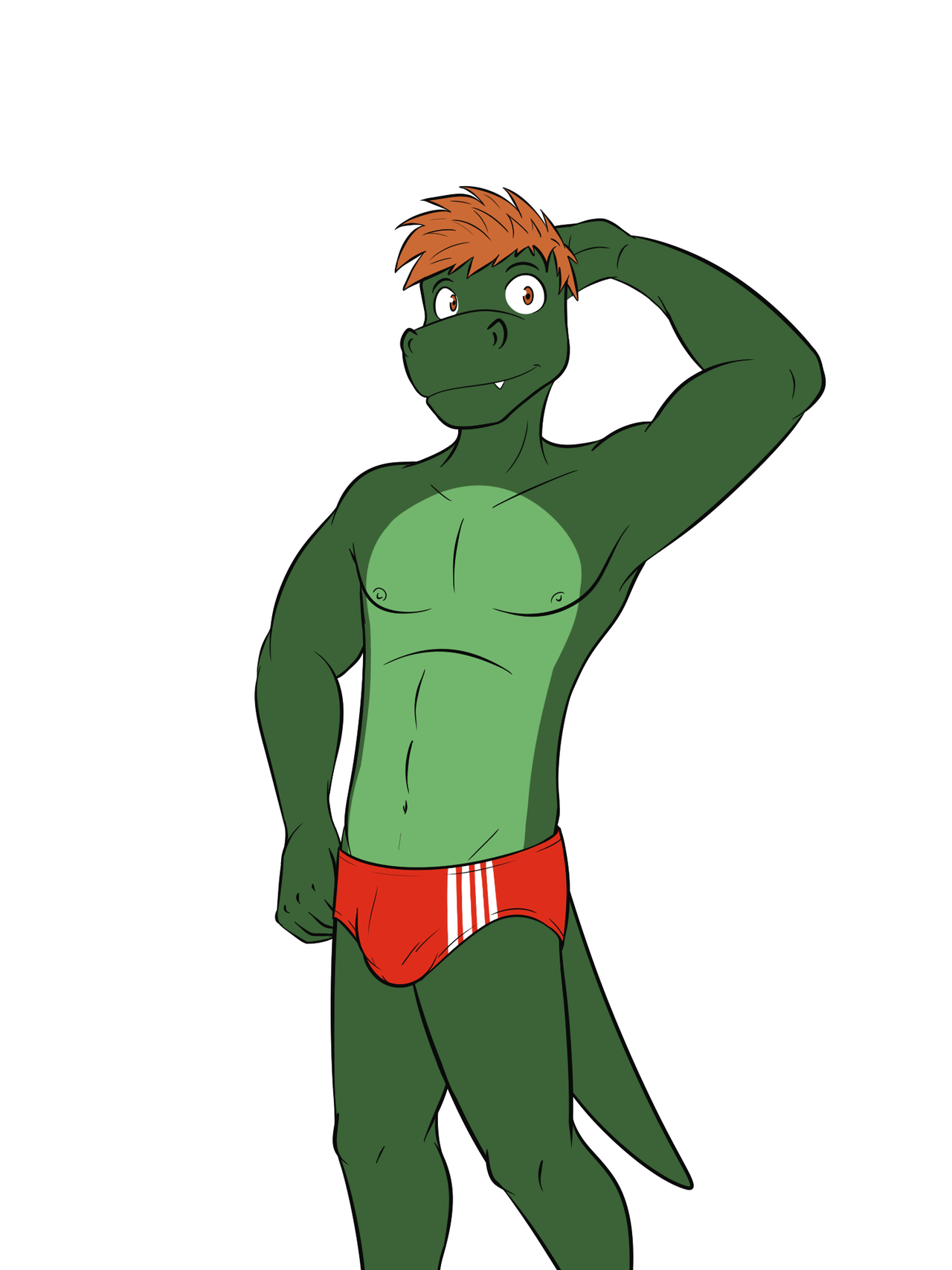 Alternate outfits of the gator in the red outfit