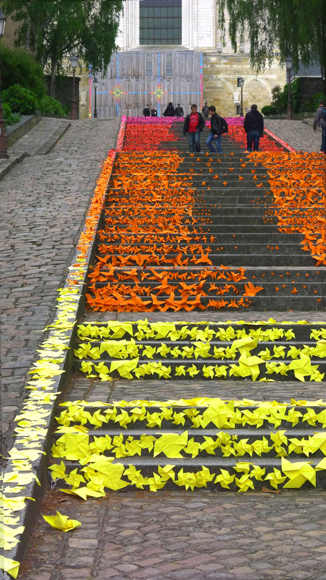 laughingsquid:  Colorful Origami Street Art Installations by Mademoiselle Maurice