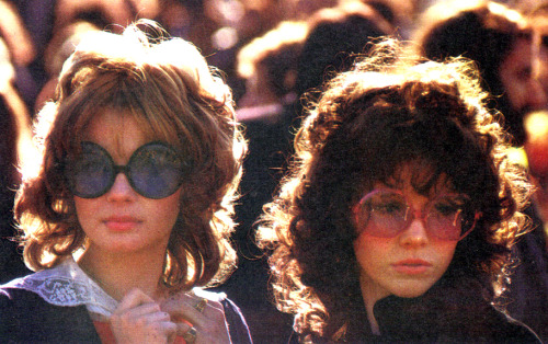 vintagefashionandbeauty:Women with sunglasses and curls c. early 1970s. (x)