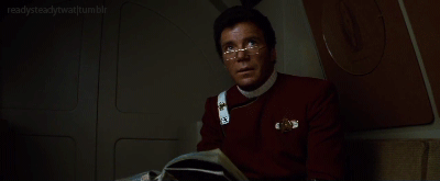 readysteadytrek:I like this because he is using the glasses Bones brought him to read the book Spock