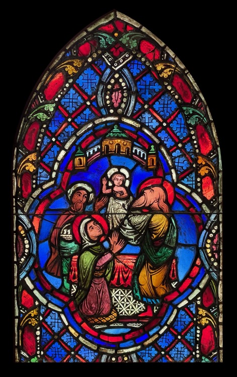 ADVENT CALENDAR DAY 17This stained-glass panel with the Presentation in the Temple was made by Lawre