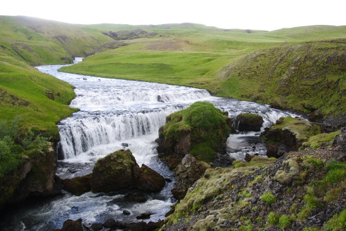 The Skógar waterfall in Iceland. Spectacularly massive it reaches heights of about 5 stories. there 