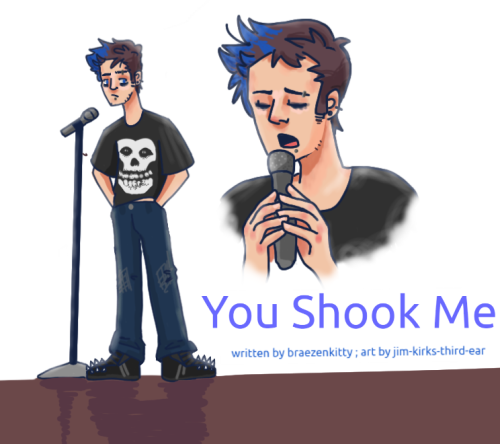 jim-kirks-third-ear:  You Shook Me : by braezenkitty.tumblr.com art by jim-kirks-third-ear.tumblr.comDestiel Rockband AU, 12,317 words, slight nsfwThe Salty Demons are set to compete in a battle of the bands, but when their lead singer drops out at the