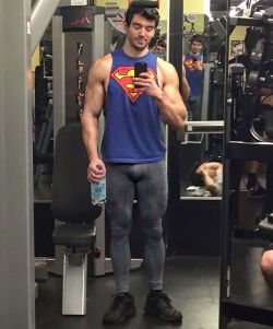 giantsorcowboys:  Hump Day Hunk In TightsSteve Grand Wants To Fly Like Superman!Sexy As Hell, Baby!