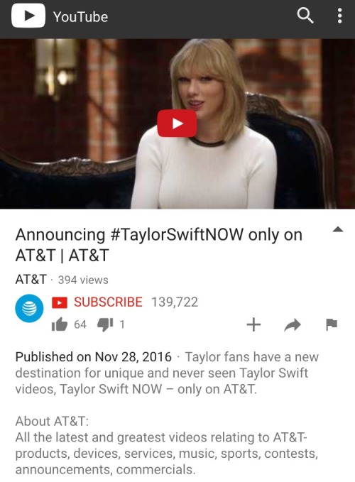 tswiftnz:AT&amp;T changed the info on their YouTube video so now it doesn’t say “new music”