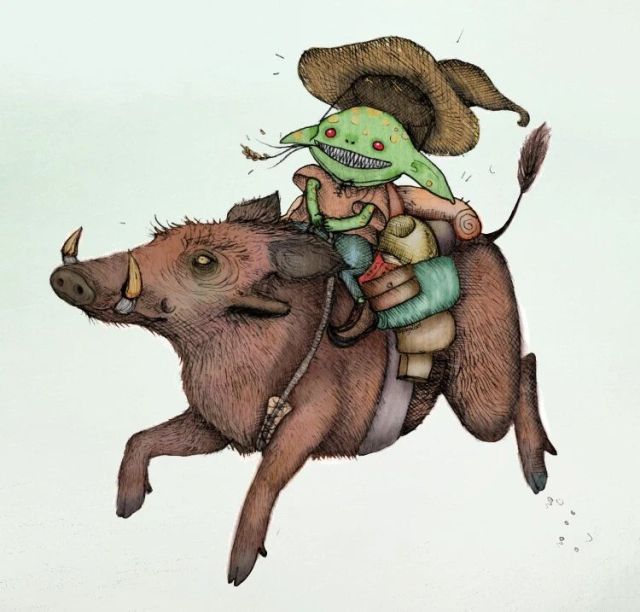 Gobbo Piggo! 🐗💚🍃 (Well... more warthog!) I can imagine him hopping through a woodland or meadow.   #goblin #goblincore #dnd #illustration #illustrationartists #dndart #warthogart  https://www.instagram.com/p/CeEVh9pso0o/?igshid=NGJjMDIxMWI= #goblin#goblincore#dnd#illustration#illustrationartists#dndart#warthogart