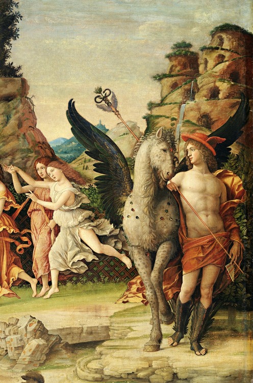 hadrian6: Detail : Parnassus. 1496-97.  Andrea Mantegna. Italian 1431-1506. tempera/canvas.  http://hadrian6.tumblr.com