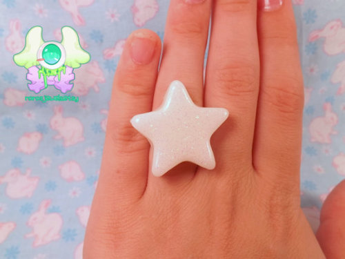 Fairy Kei Kawaii Star Ring - White with Glitter $5.00 Use the code CHINAPASTEL to get 15% off in you