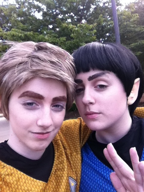 the-perks-of-being-a-winchester:  Kirk and Spock! Selfies in the park!