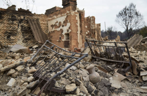 Destroyed houses on the frontline village of Metolkyne [Метьолкіне] on October 3, 2020, Ukraine, fol