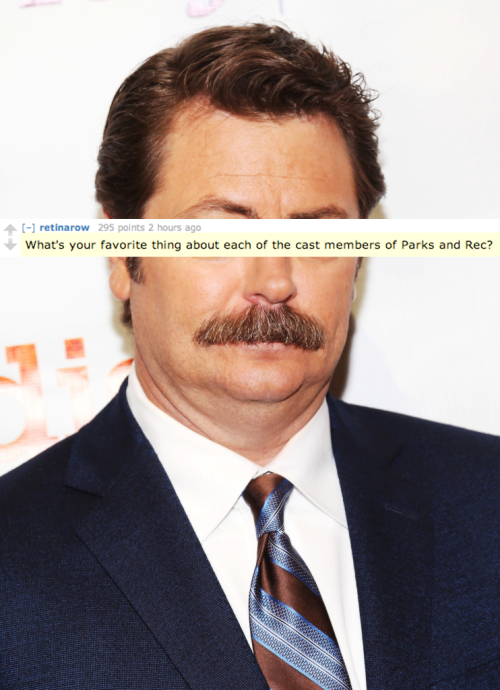 likls:how nick offerman feels about the cast of parks and rec
